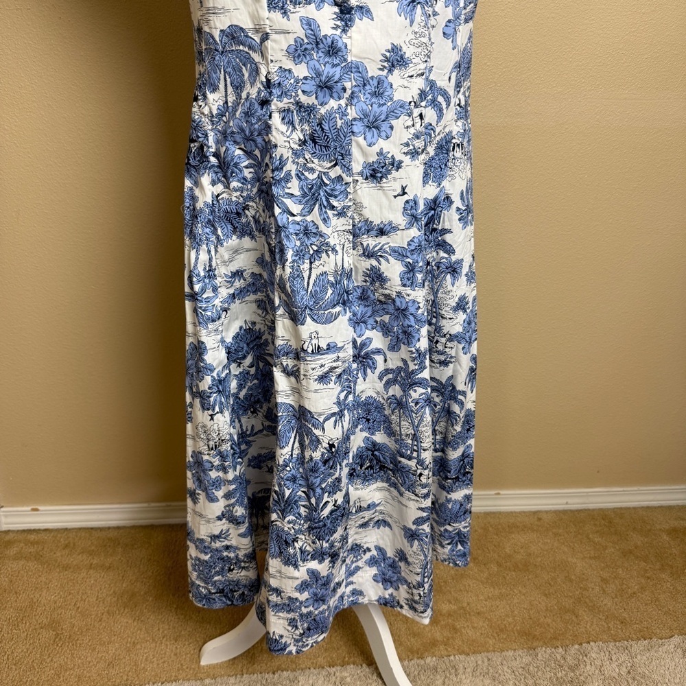 Joie Blue and White Floral Toile Printed Size 10 Midi Dress - Picture 3 of 12